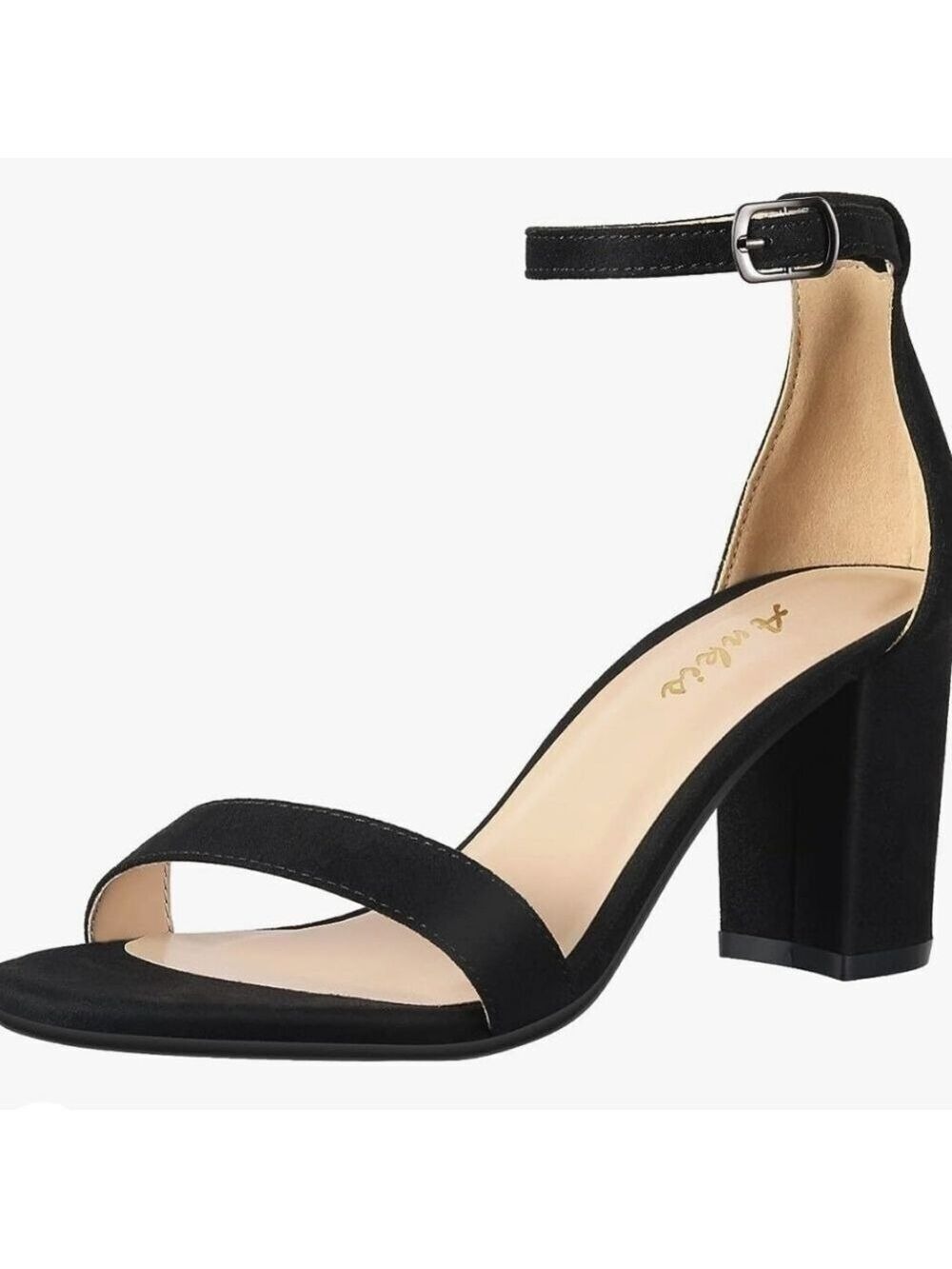 Ankis Women Black  Platform Round Toes Chunky Block Pumps 4" Shoes NWOT Size 7M